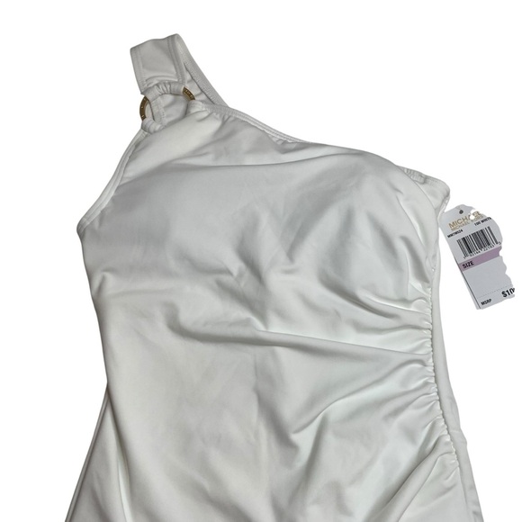 MICHAEL Michael Kors One Shoulder Underwire One Piece Swimsuit White Size 6 New - Picture 4 of 8